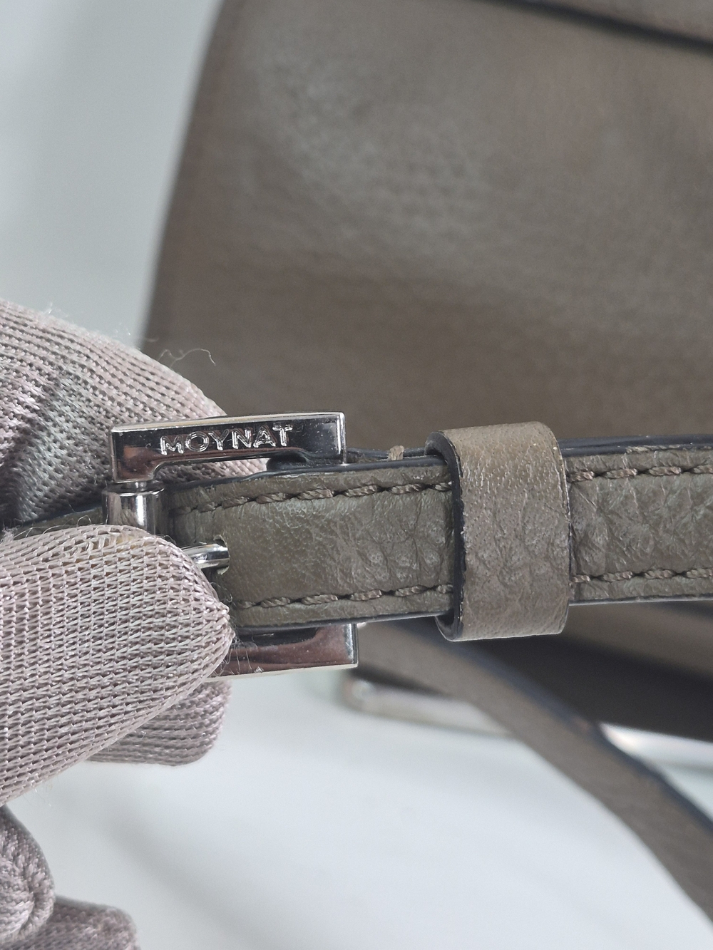 Moyna Taupe Structured Leather Top-Handle Bag with Removable Strap - Picture 7 of 16